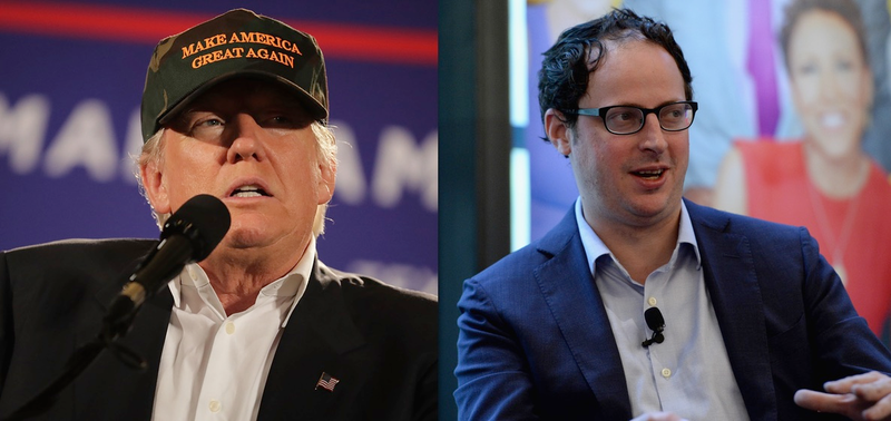 Donald Trump at a rally in Florida (Photo by Chip Somodevilla/Getty Images) and Carl Diggler impersonator Nate Silver (Photo by Slaven Vlasic/Getty Images for AWXII)